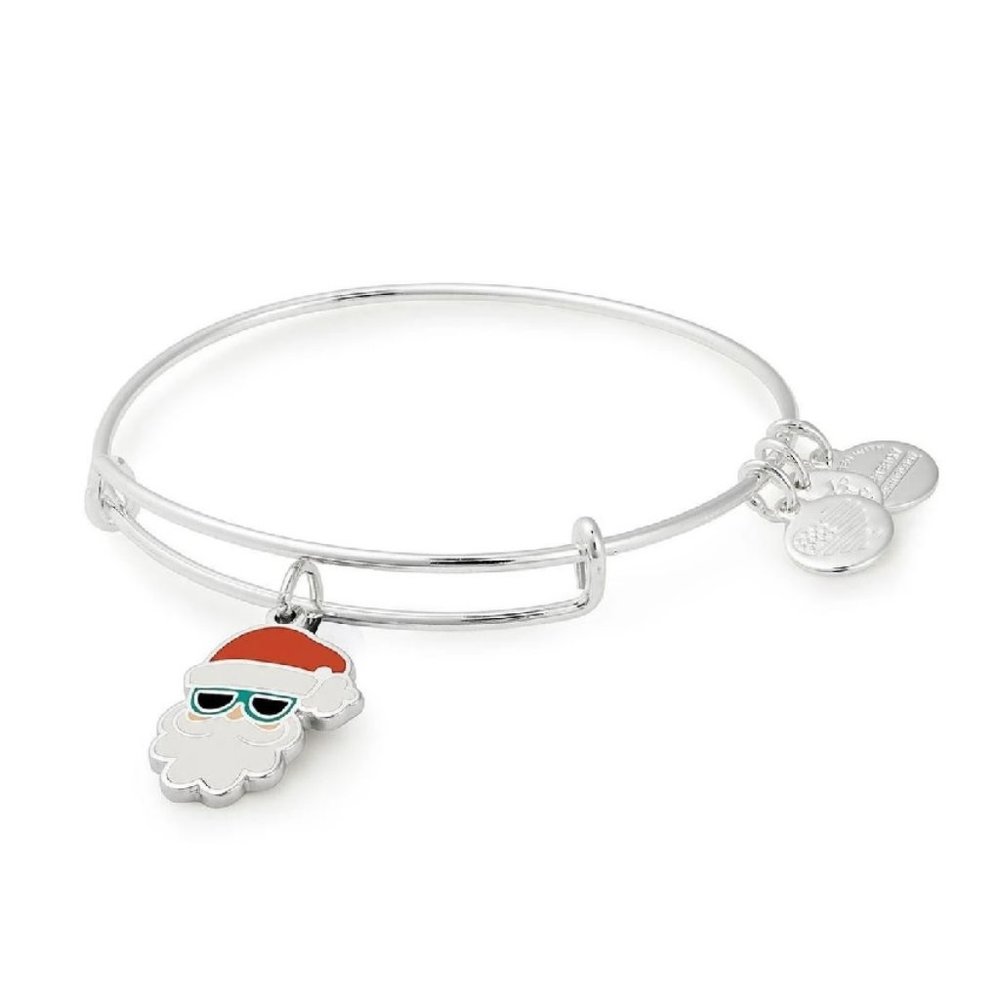 🎁 ALEX AND ANI Color Infusion Sunglasses Santa Charm Bangle Shiny Silver